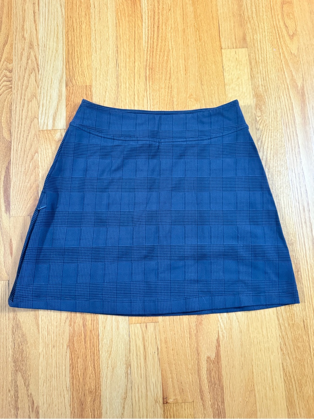 Athleta Navy Plaid A-Line Skirt